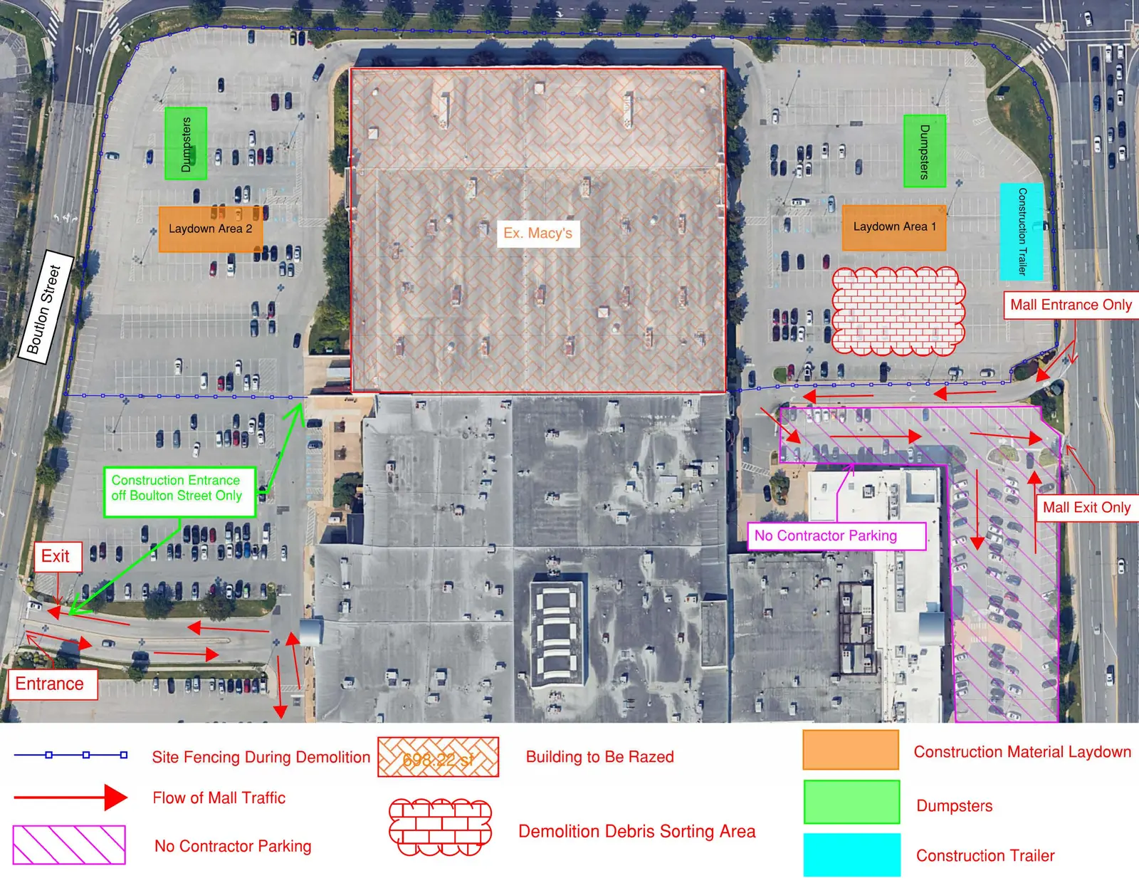 Town of Bel Air demolition logistics image for the former Macy's at Harford Mall